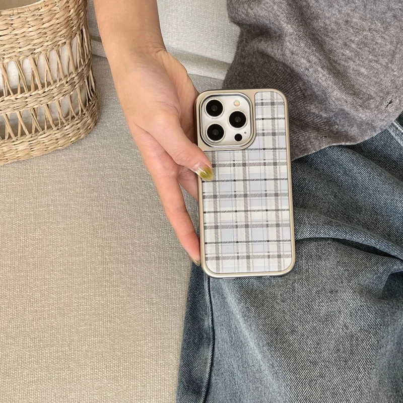 Coreano ins epóxi azul xadrez  - Phone Cases Green avaliação e preço
