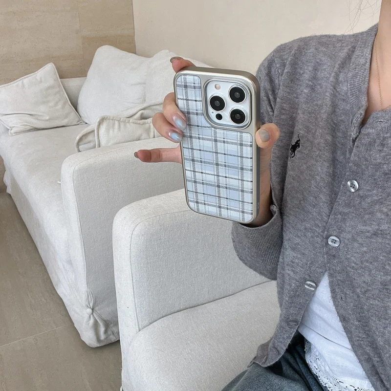 Coreano ins epóxi azul xadrez  - Phone Cases Green avaliação e preço