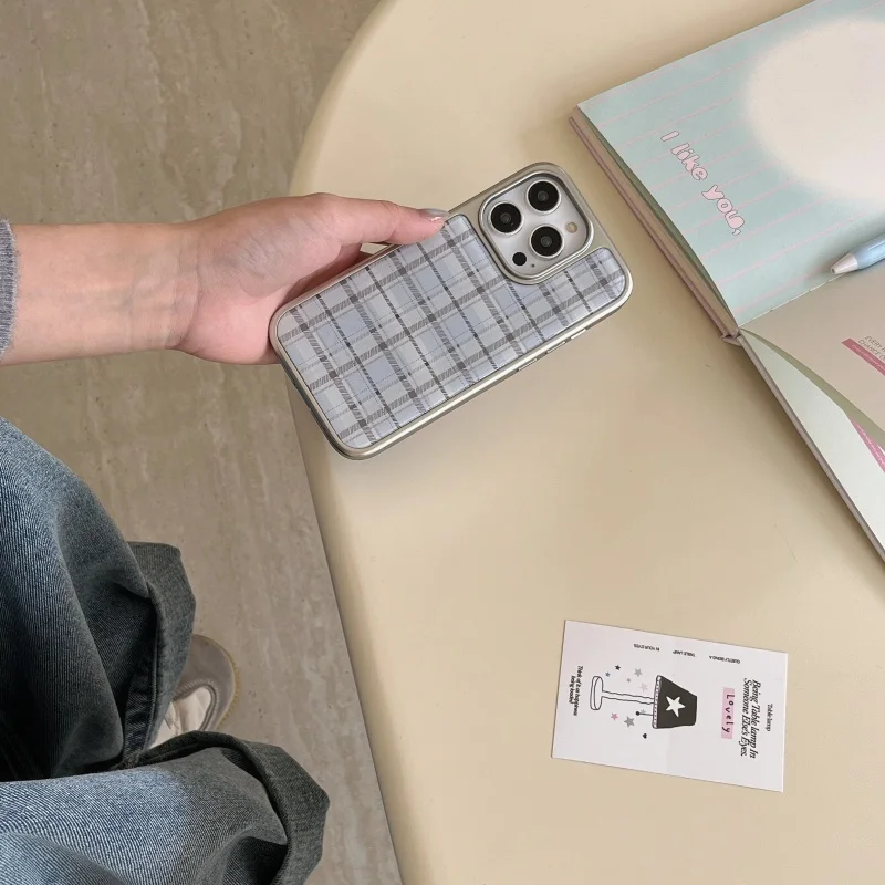 Coreano ins epóxi azul xadrez  - Phone Cases Green avaliação e preço